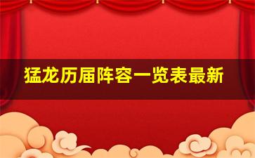 猛龙历届阵容一览表最新