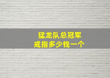 猛龙队总冠军戒指多少钱一个