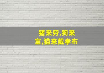 猪来穷,狗来富,猫来戴孝布