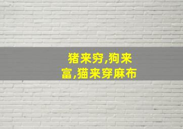 猪来穷,狗来富,猫来穿麻布