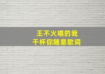 王不火唱的我干杯你随意歌词