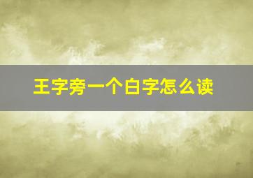 王字旁一个白字怎么读