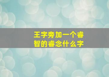 王字旁加一个睿智的睿念什么字