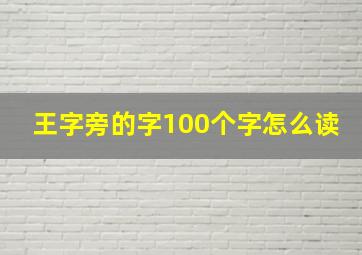 王字旁的字100个字怎么读