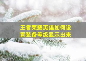 王者荣耀英雄如何设置装备等级显示出来