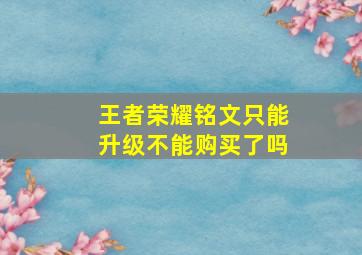 王者荣耀铭文只能升级不能购买了吗