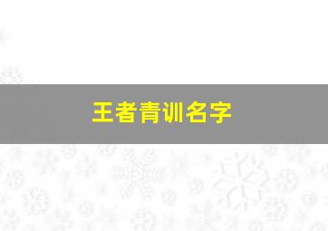 王者青训名字