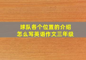 球队各个位置的介绍怎么写英语作文三年级