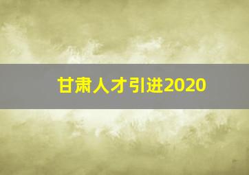 甘肃人才引进2020