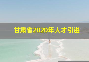 甘肃省2020年人才引进