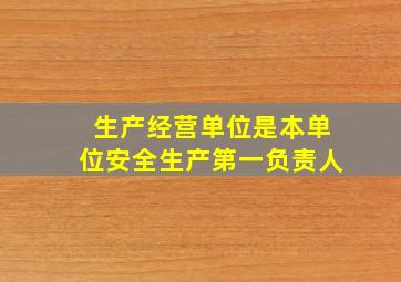 生产经营单位是本单位安全生产第一负责人