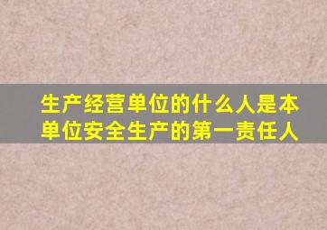 生产经营单位的什么人是本单位安全生产的第一责任人