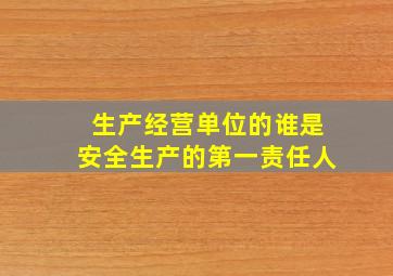 生产经营单位的谁是安全生产的第一责任人