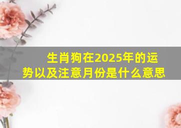 生肖狗在2025年的运势以及注意月份是什么意思