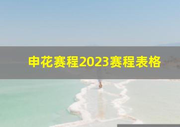 申花赛程2023赛程表格