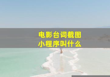 电影台词截图小程序叫什么