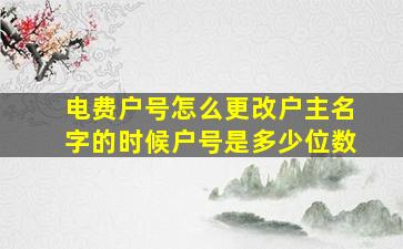 电费户号怎么更改户主名字的时候户号是多少位数