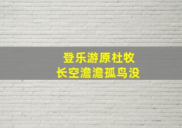 登乐游原杜牧长空澹澹孤鸟没