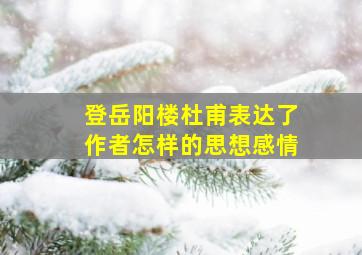 登岳阳楼杜甫表达了作者怎样的思想感情