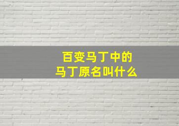 百变马丁中的马丁原名叫什么