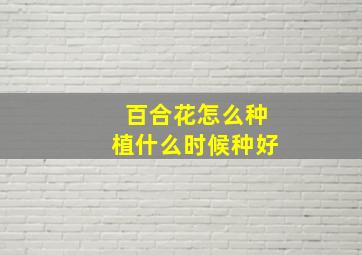 百合花怎么种植什么时候种好