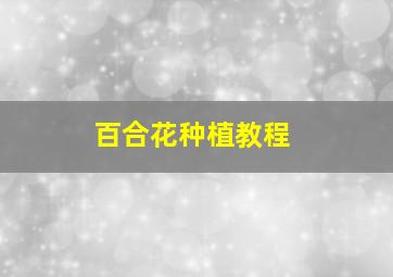 百合花种植教程