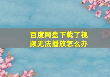 百度网盘下载了视频无法播放怎么办