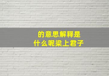 的意思解释是什么呢梁上君子