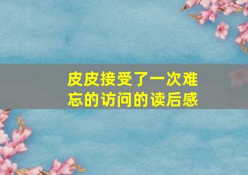 皮皮接受了一次难忘的访问的读后感