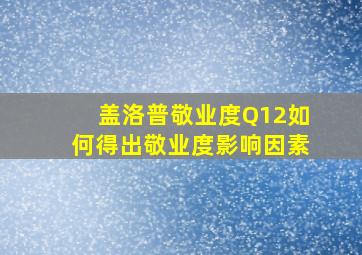 盖洛普敬业度Q12如何得出敬业度影响因素