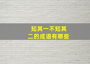 知其一不知其二的成语有哪些