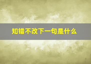 知错不改下一句是什么