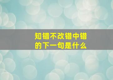 知错不改错中错的下一句是什么