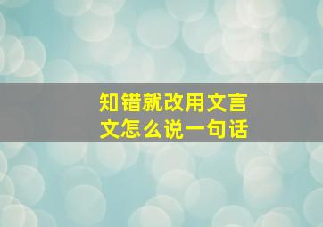 知错就改用文言文怎么说一句话