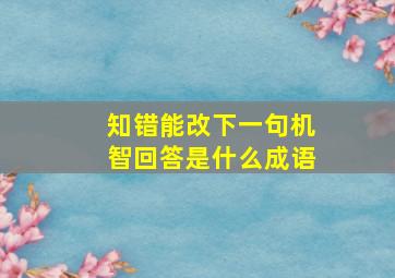 知错能改下一句机智回答是什么成语