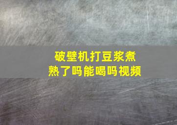 破壁机打豆浆煮熟了吗能喝吗视频