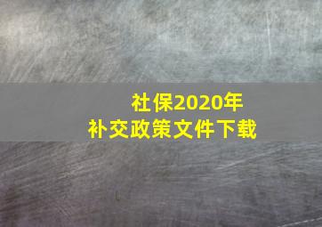 社保2020年补交政策文件下载