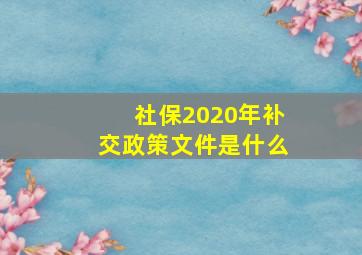 社保2020年补交政策文件是什么