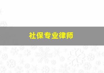 社保专业律师