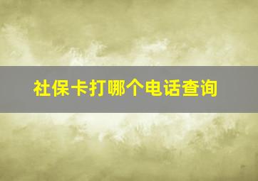 社保卡打哪个电话查询