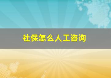 社保怎么人工咨询