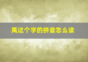 禹这个字的拼音怎么读