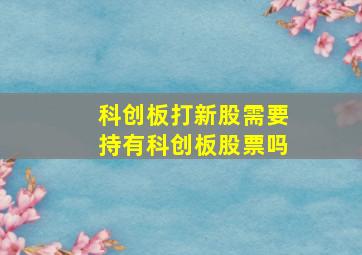 科创板打新股需要持有科创板股票吗