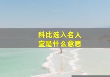 科比选入名人堂是什么意思