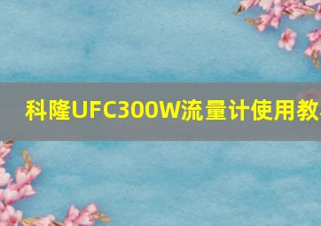 科隆UFC300W流量计使用教程