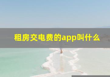 租房交电费的app叫什么