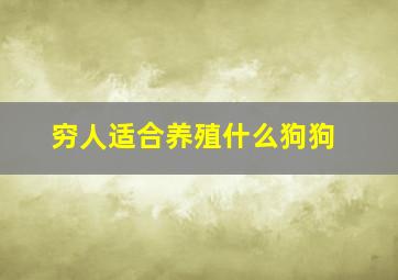 穷人适合养殖什么狗狗