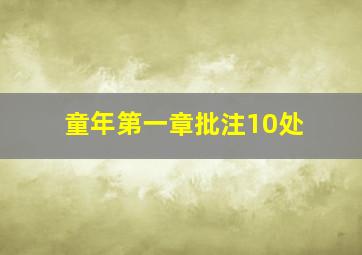 童年第一章批注10处