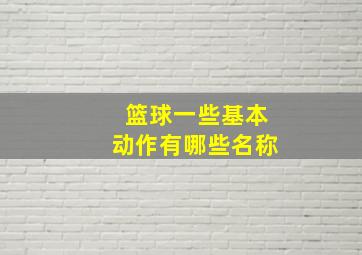 篮球一些基本动作有哪些名称