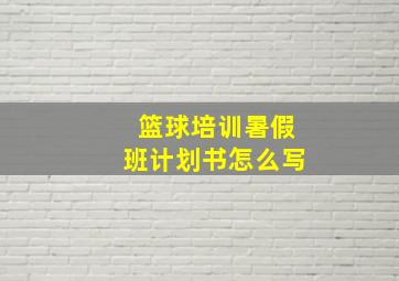 篮球培训暑假班计划书怎么写